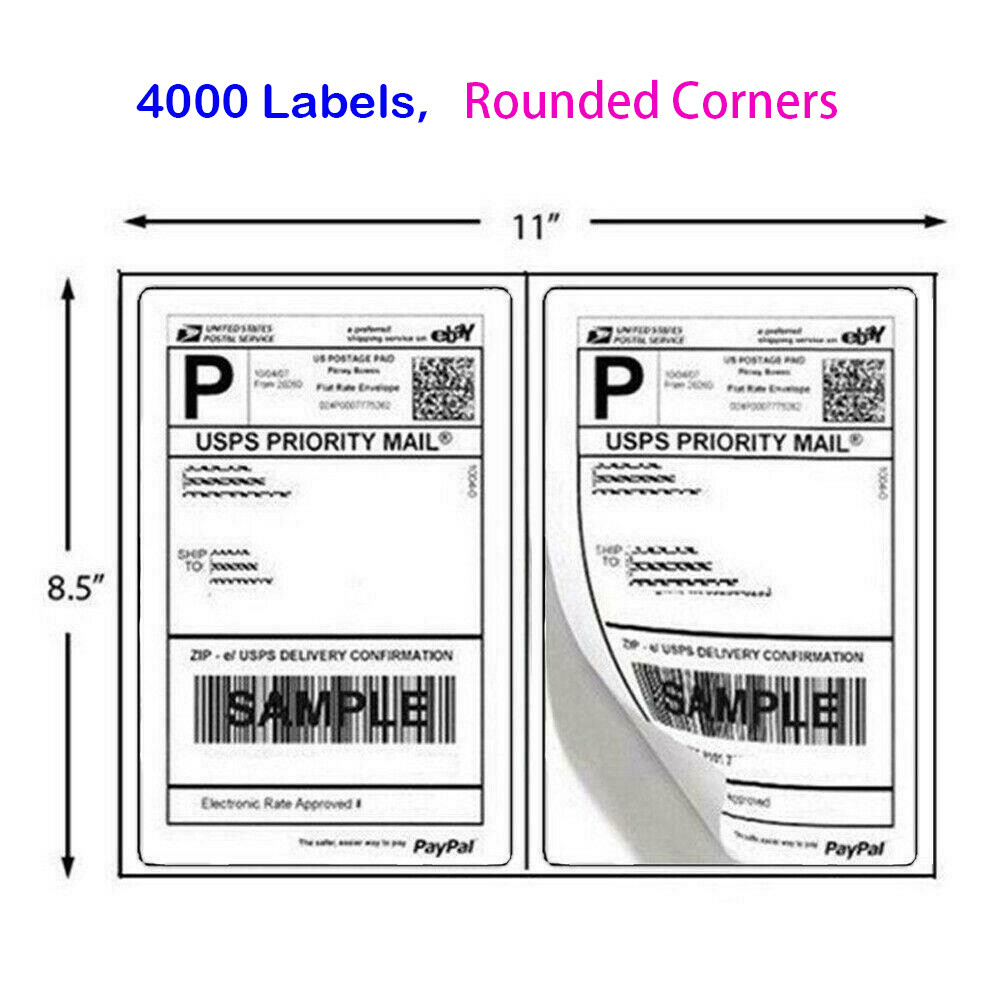 4000 Premium 2 Per Sheet Shipping Labels Blank 8.5″x5.5″ Self Adhesive UPS