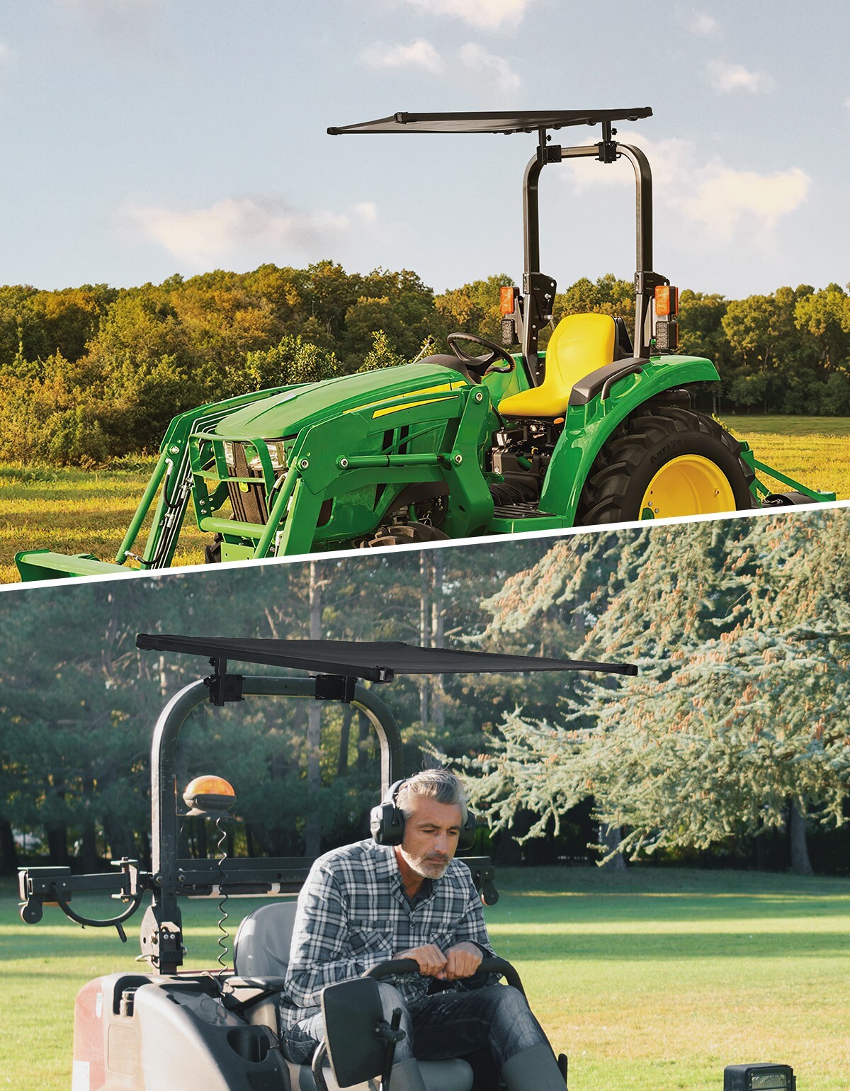 KEMIMOTO Tractor Canopy Top Mowers For John Deere Kubota 2″ x 2″ or 2″ x 3″ ROPS