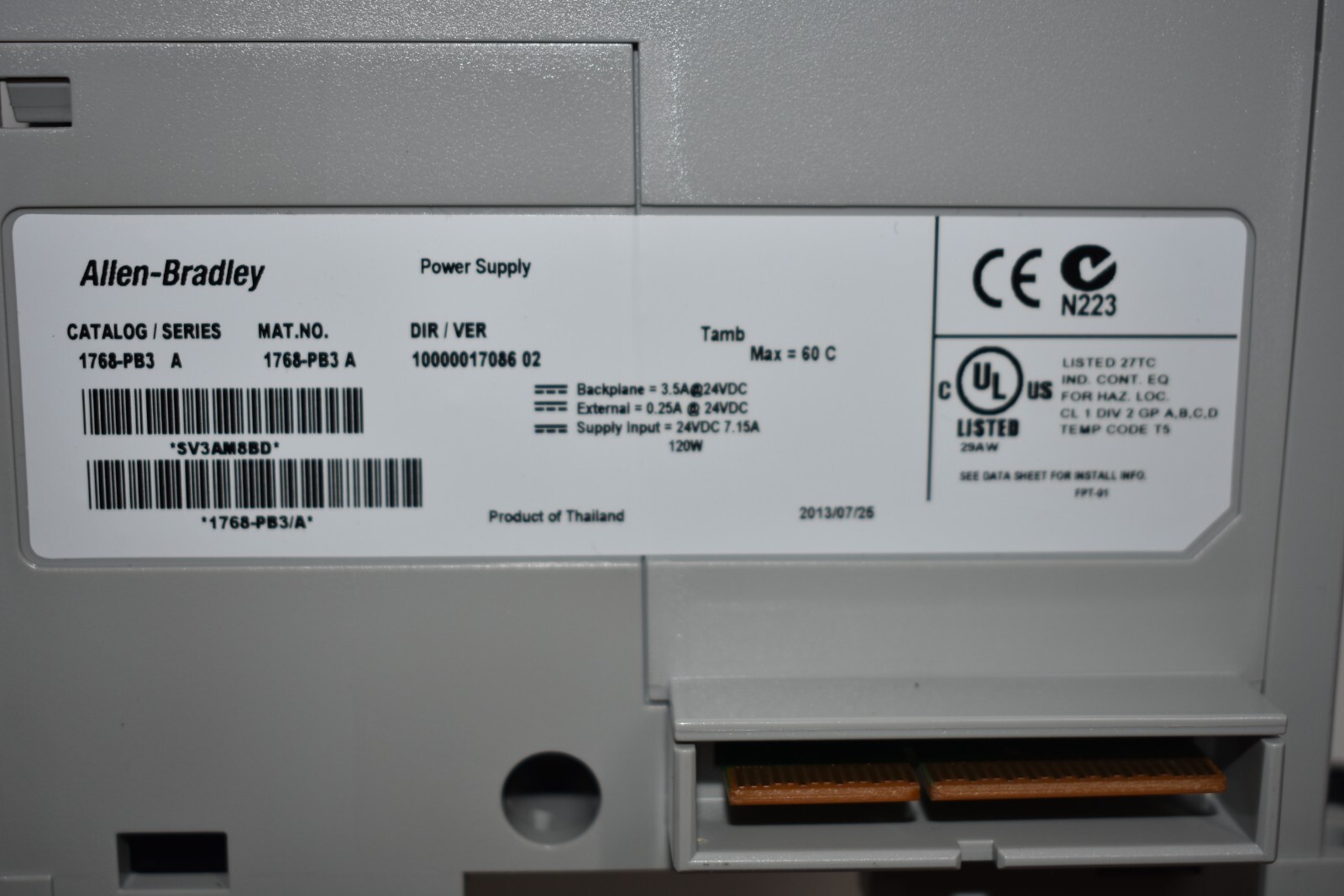 1768-PB3 ALLEN BRADLEY COMPACLOGIX POWER SUPPLY 2013