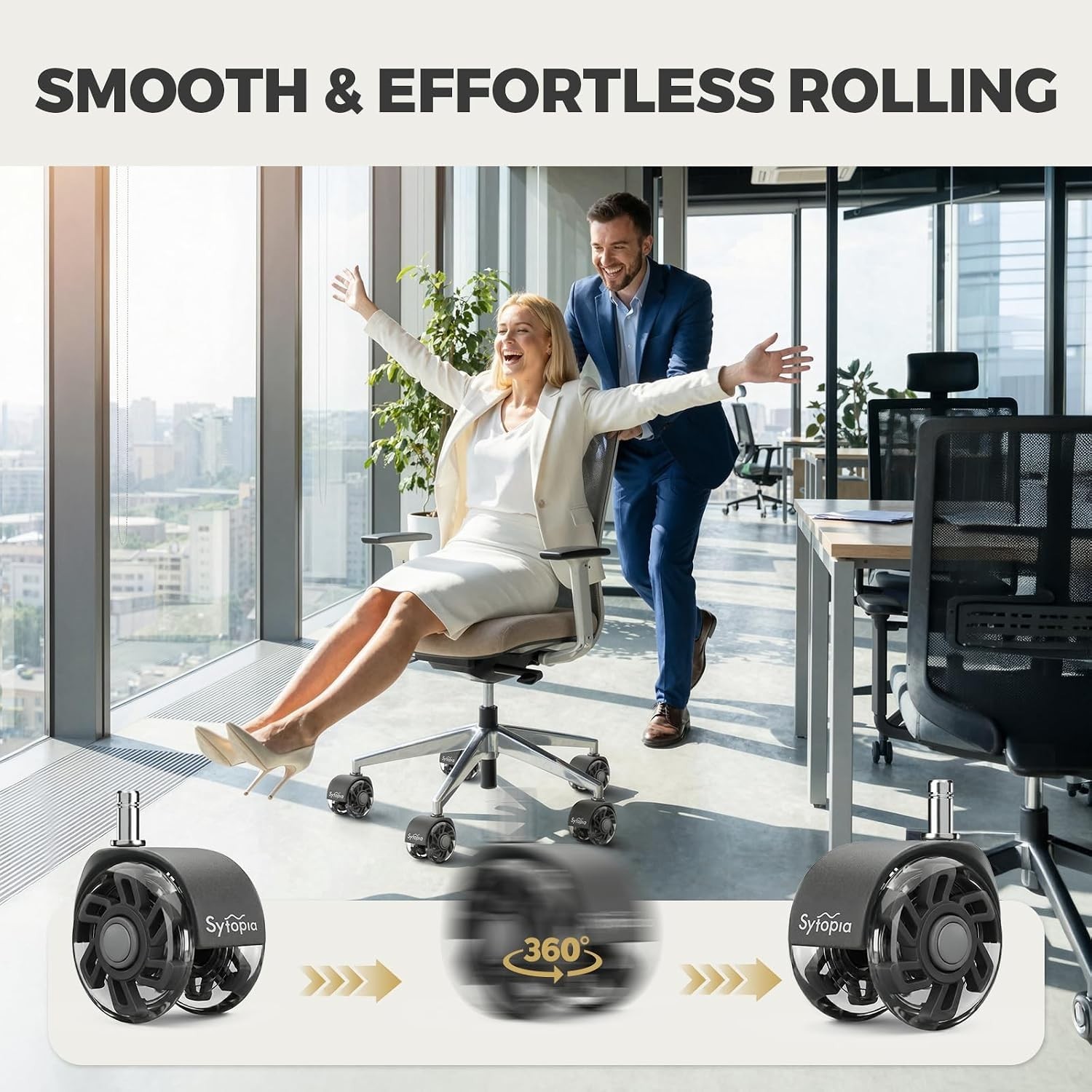 Dark Grey Office Chair Wheels, Set of 5