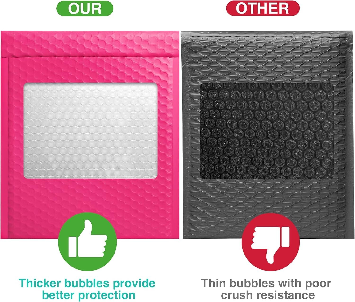 Jiaro Pack Poly Bubble Mailer Padded Envelope Mailers Bags 8.5×12″ 25Pc Hot Pink