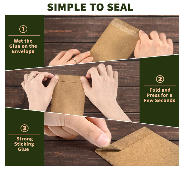 100 Pack Kraft Cash Envelopes for Budgeting, 6.7 x 3.5 Inch Large Pack