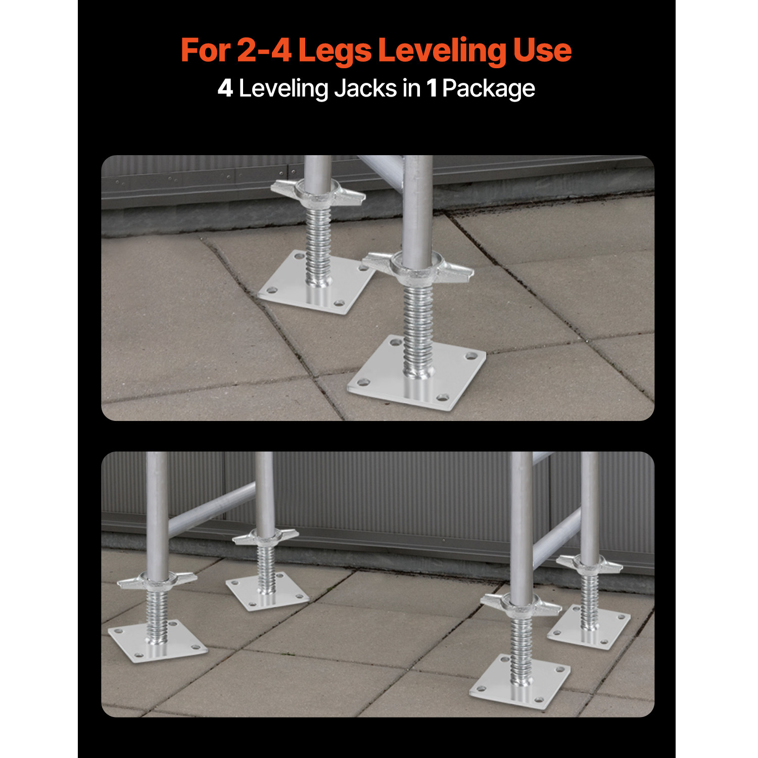 4-Pack Adjustable Leveling Jacks Solid Screw for Baker-Style Scaffolding