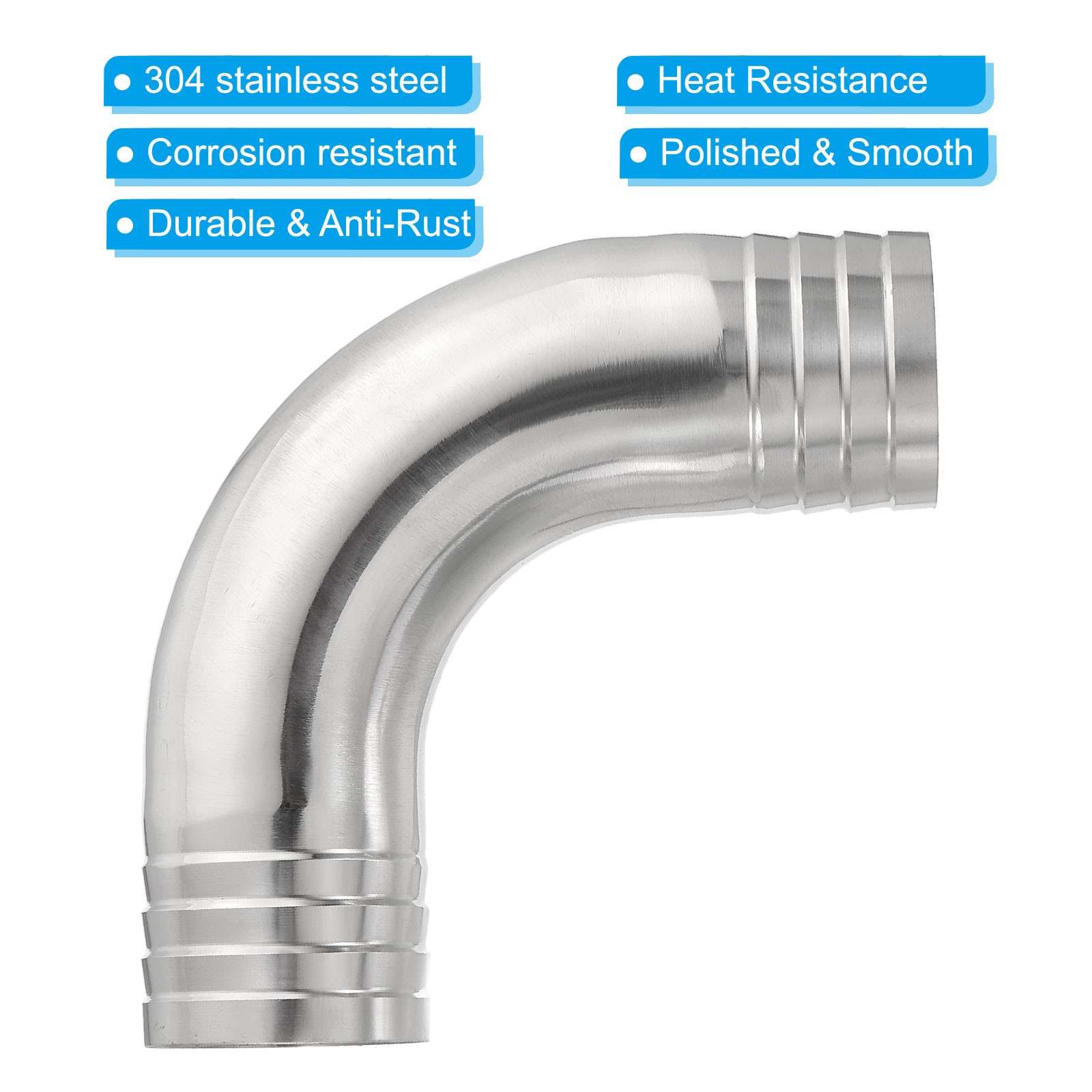 1 1/2in Hose Barb Fitting 90 Degree Elbow Hose Pipe Fitting 304 Stainless Steel