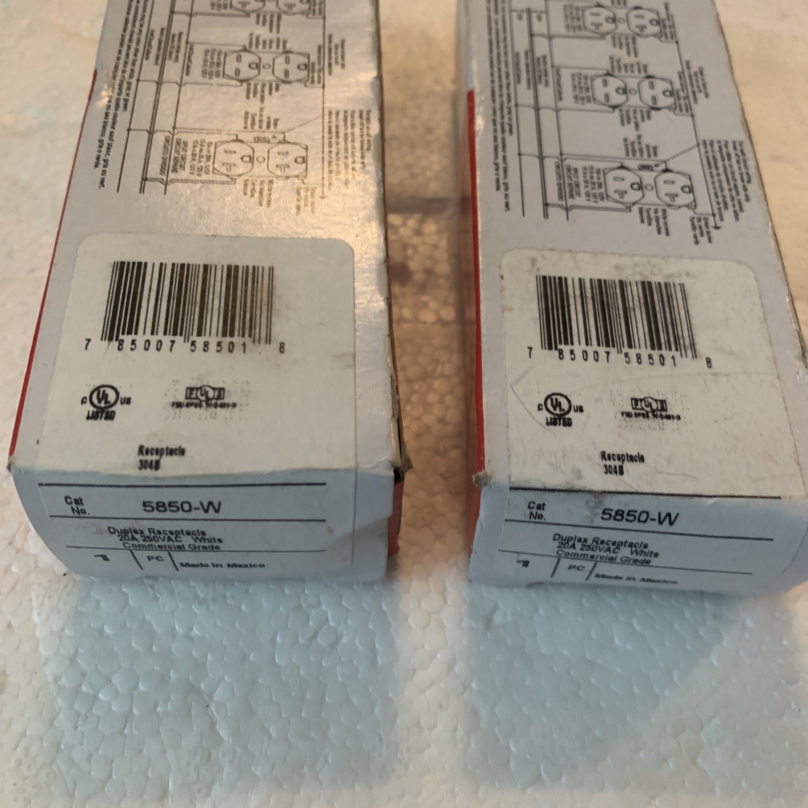 Lot Of 2 Legrand 5850-W Duplex Receptacle 20A 250V WHITE Commercial Grade Mexico