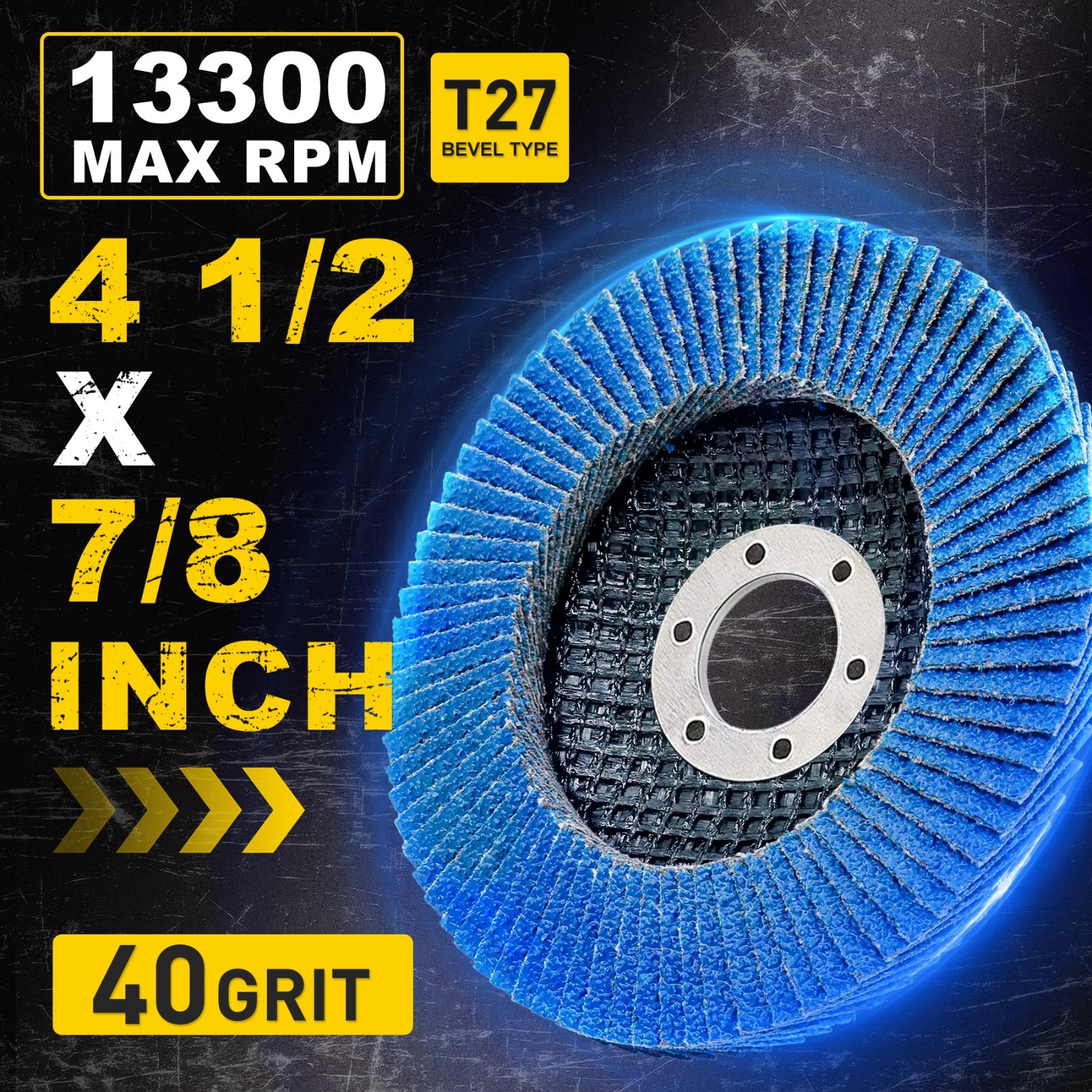 40 Pack 4.5″ x 7/8″ Zirconia Flap Discs 40 Grit T27 for Angle Grinder w/ Gloves