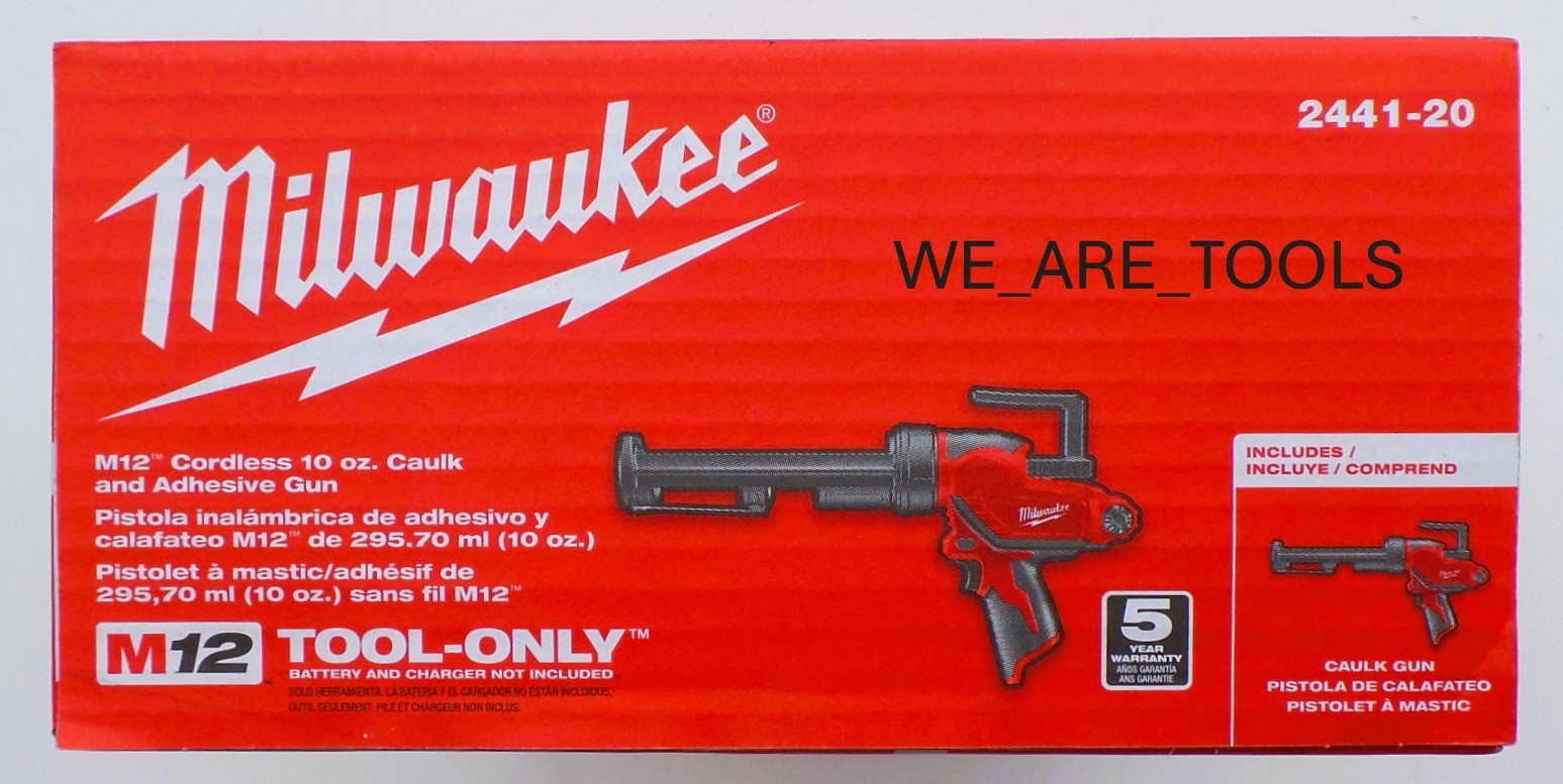 New In Box Milwaukee 2441-20 M12 10 oz Caulk & Adhesive Gun Cordless 12 Volt