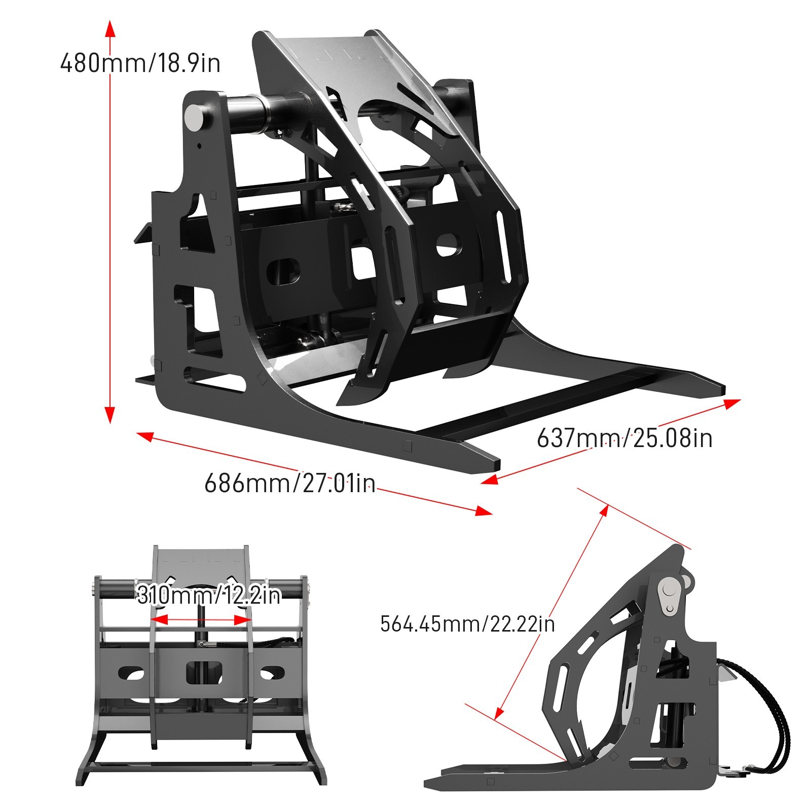 24HP Mini Skid Steer Tracked Loader 3-Pumps 2-Cylinder Gas Engine +3 Attachments