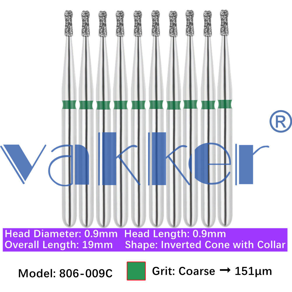 10Burs/pk Dental FG Diamond Burs High Speed Burs Inverted/ Double Inverted Cone