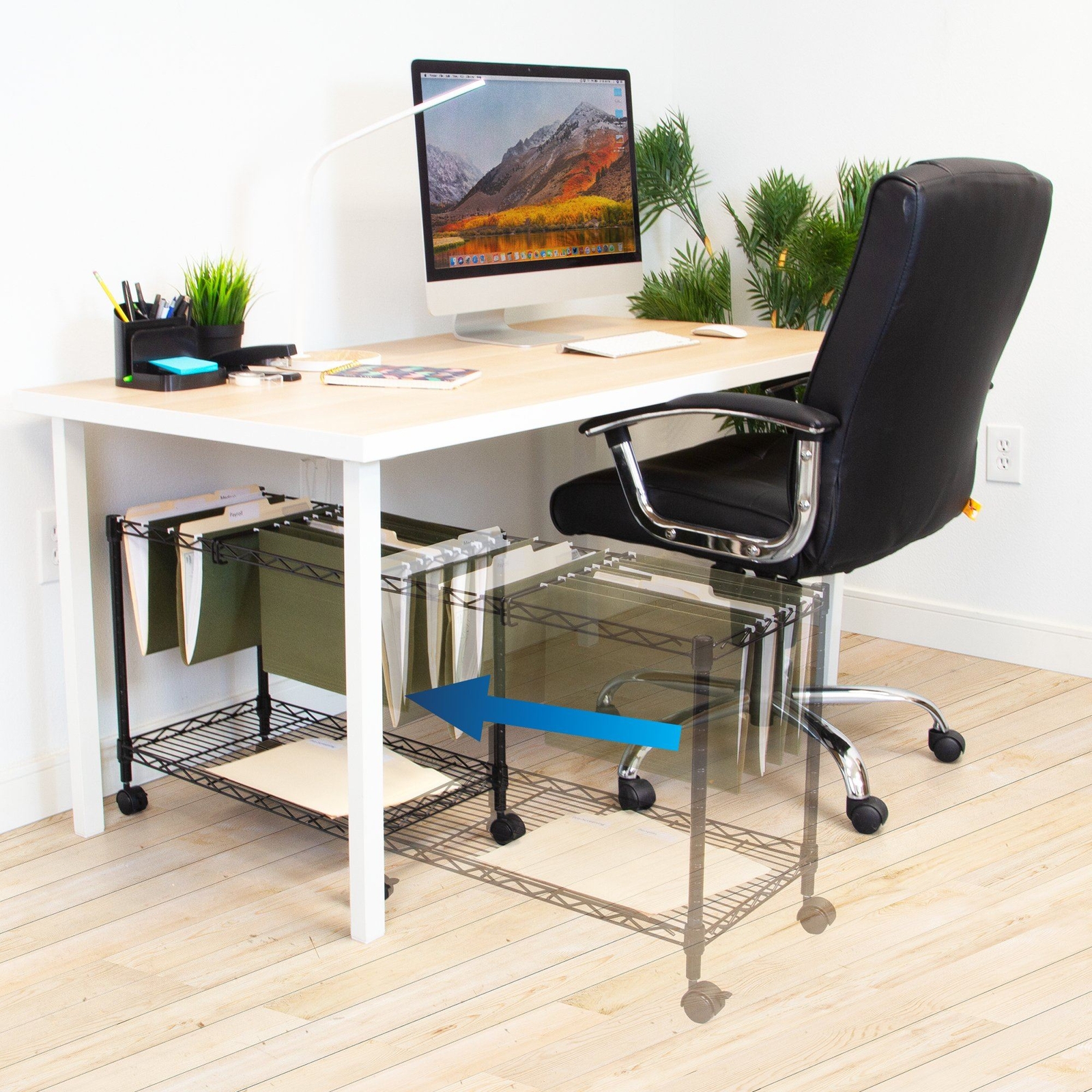 Mount-It! Rolling File Cart with Folder Rack, Refurbished