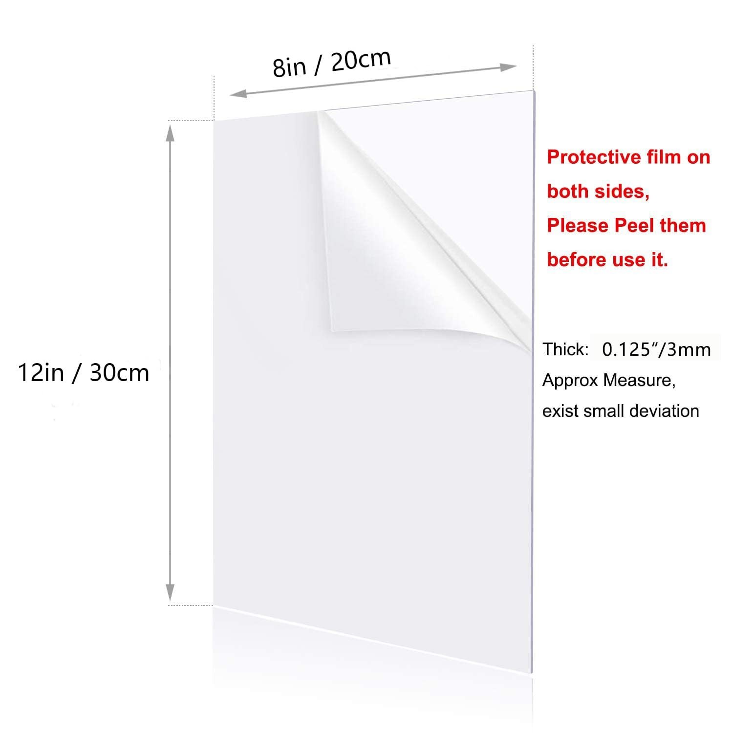 High Clarity 8″ x 12″ Plexiglass Sheets – UV & Weather Resistant for Crafts