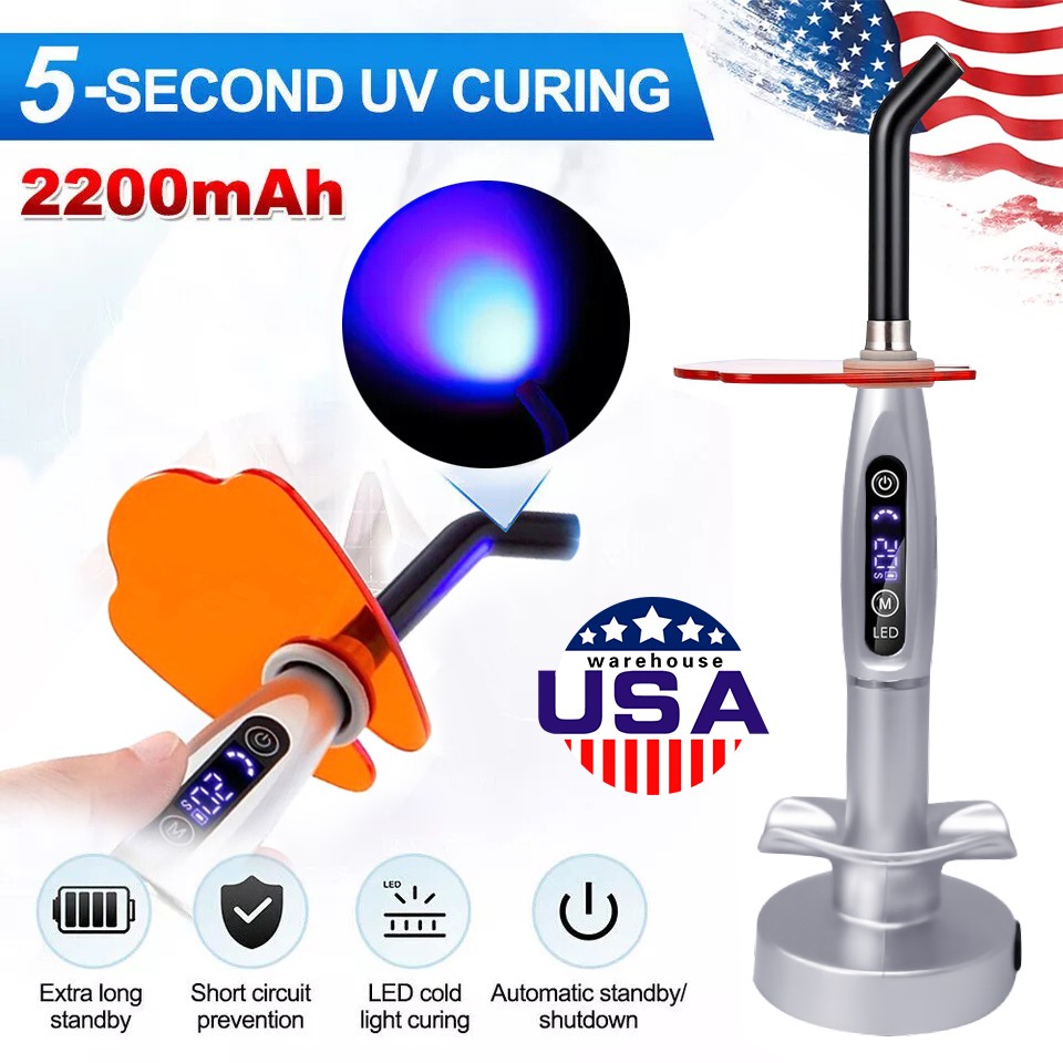 Dental LED Cure Curing Light Lamp 2000mw 5W Tool Resin Cure Cordless Wireless