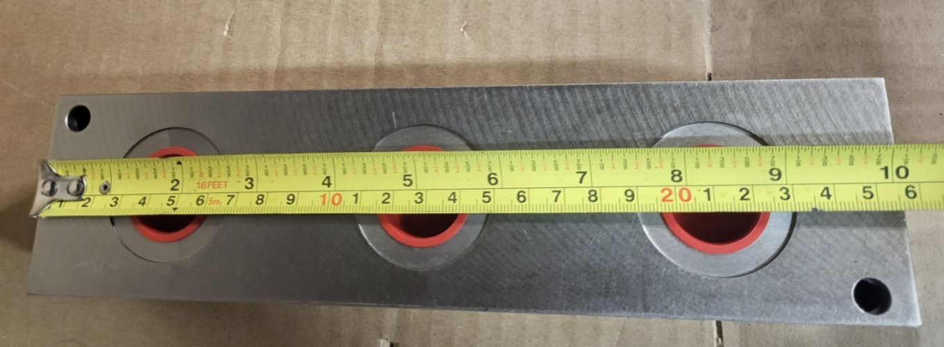 Hydraulic Manifold Block 10″ x 2 1/2″ With 8 ports 2 one inch , 6 are 3/4″ npt