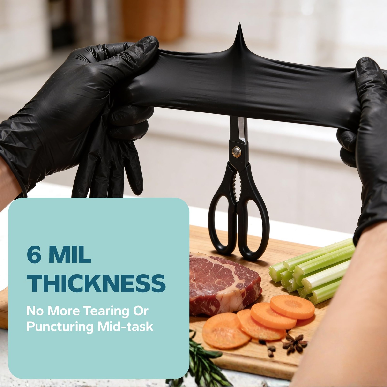Black Nitrile Gloves 100 Count 6 Mil, HEAVY DUTY Disposable Gloves for Food P…