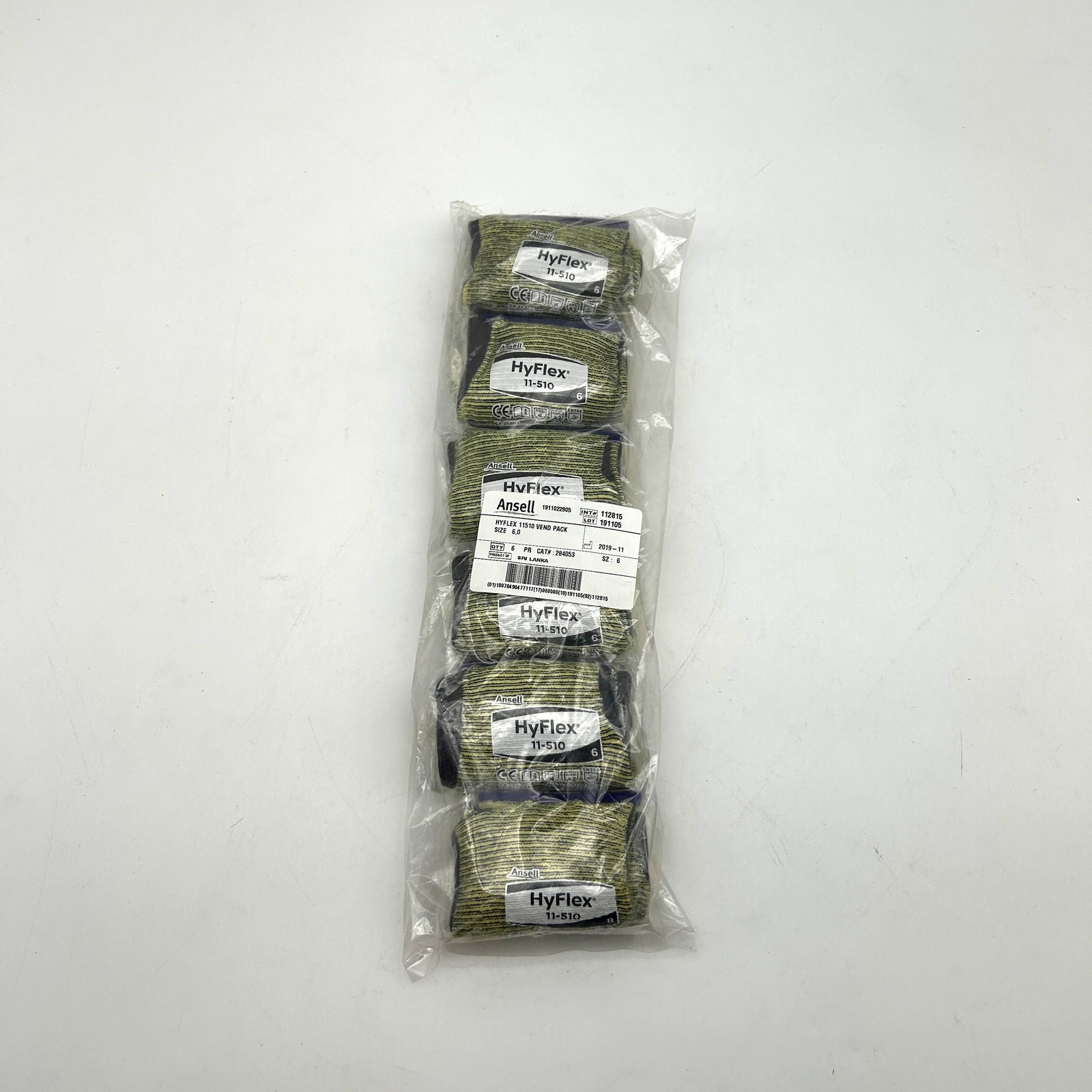 Ansell Hyflex 11510 Cut Resistant Gloves Size 6 Extra Small XS Nitrile 6 Pairs