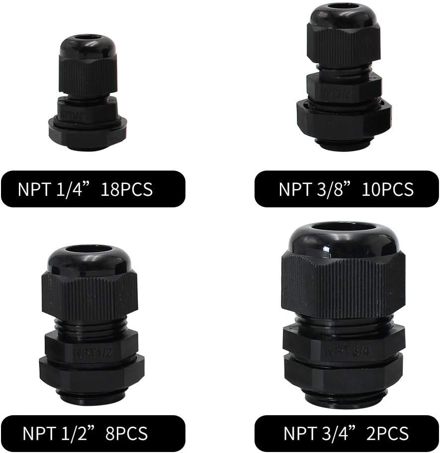 Versatile Nylon Cable Glands Kit 38pcs Waterproof for Indoor and Outdoor Use