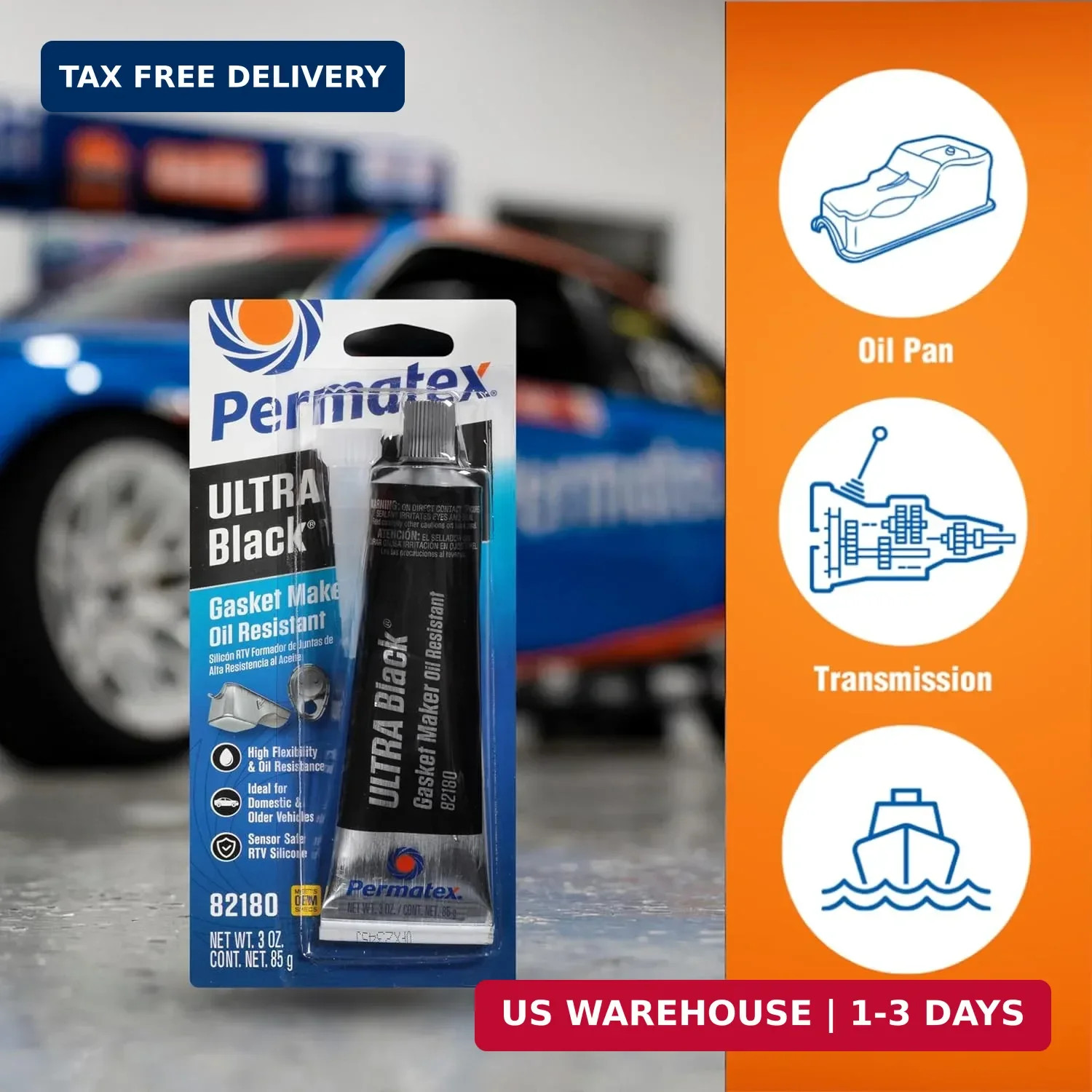 3oz Ultra Black RTV Silicone Gasket Maker Oil Resistant Sensor Safe Sealant
