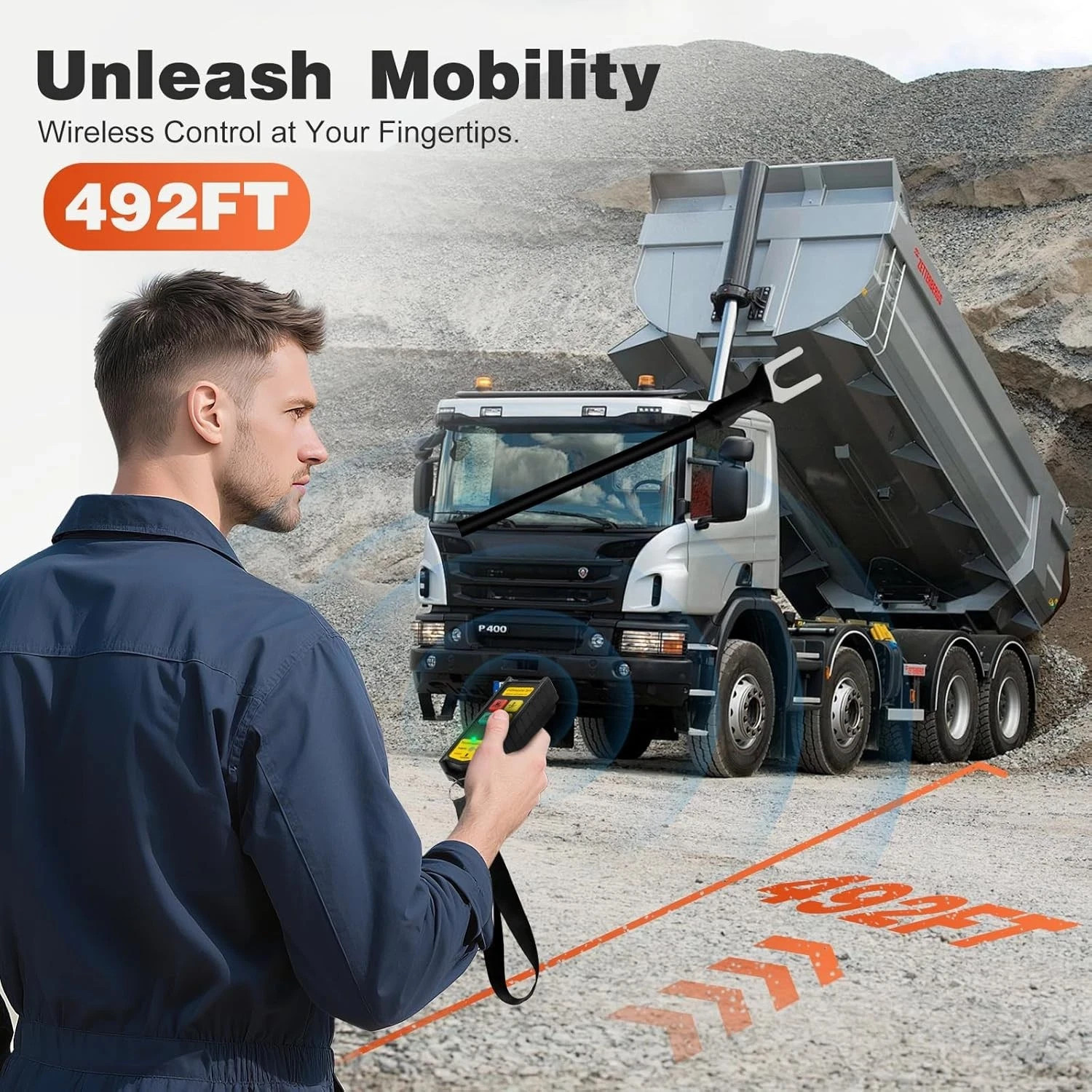 Wireless Dump Trailer Remote 2-in-1 Wired/12V 492ft Range for 2-3 Solenoid Coil