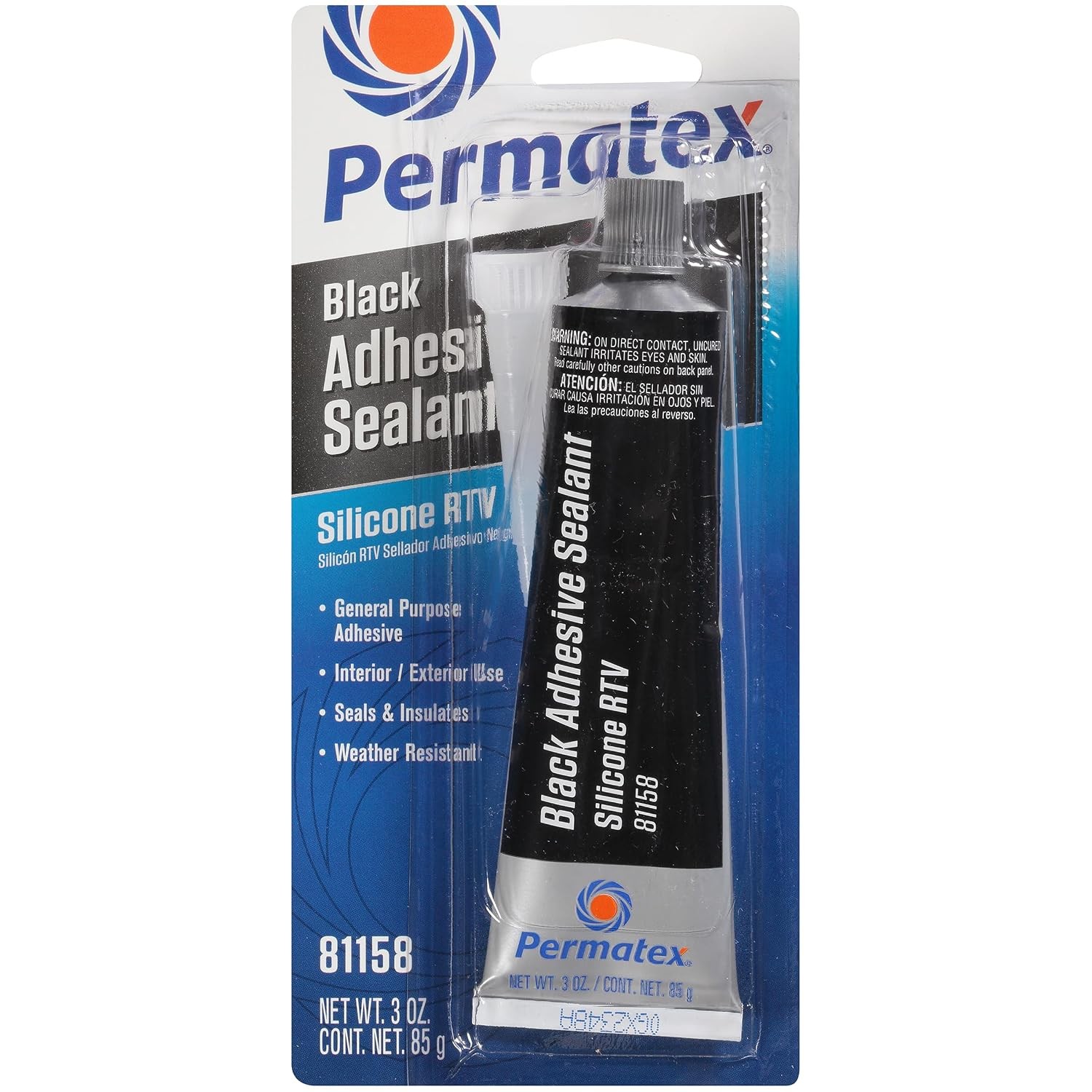 Permatex Black Silicone Adhesive Sealant 3 oz Tube Silicone Adhesive Sealant