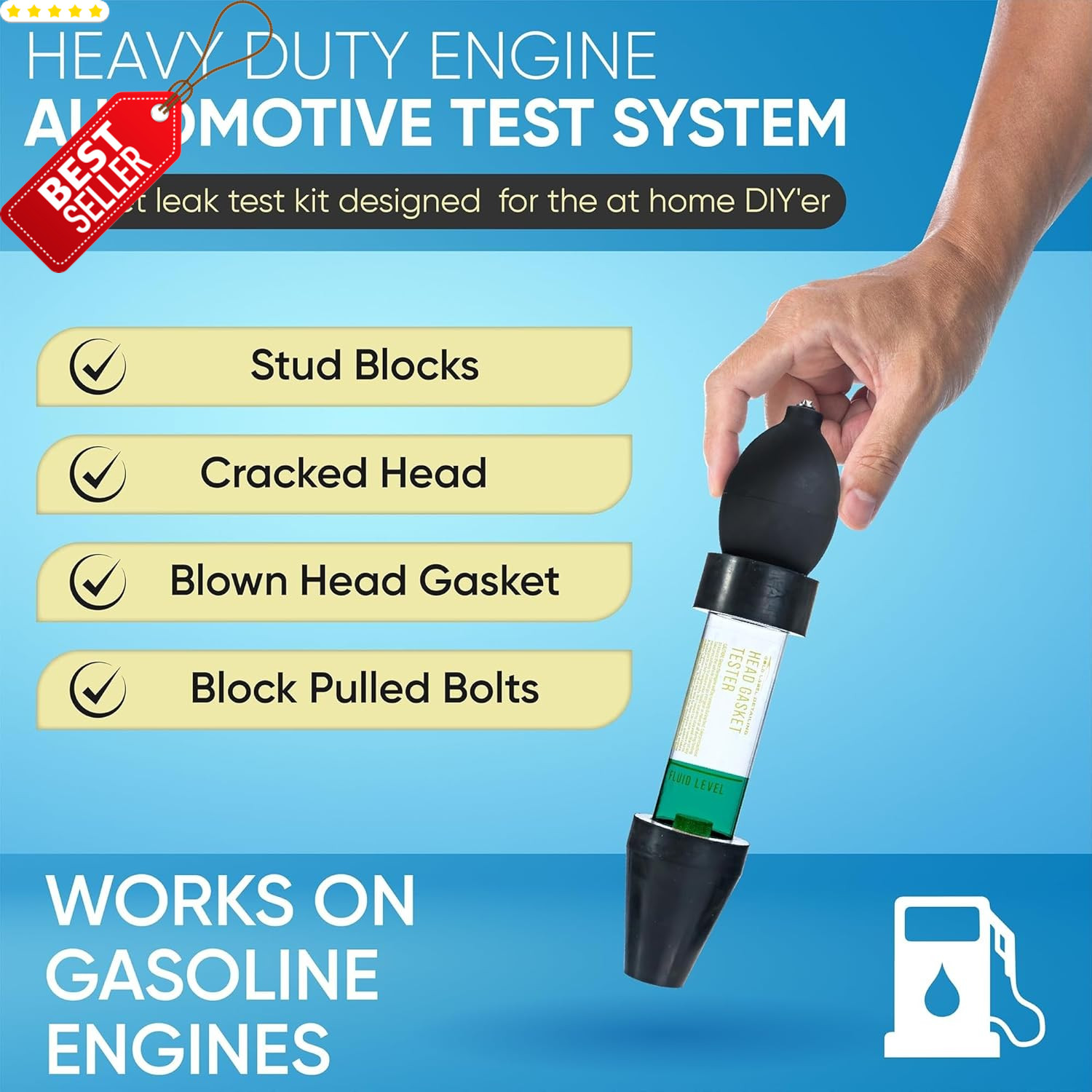 Combustion Leak Detector Kit Engine Block Head Gasket Tester 100 Tests Fluid US