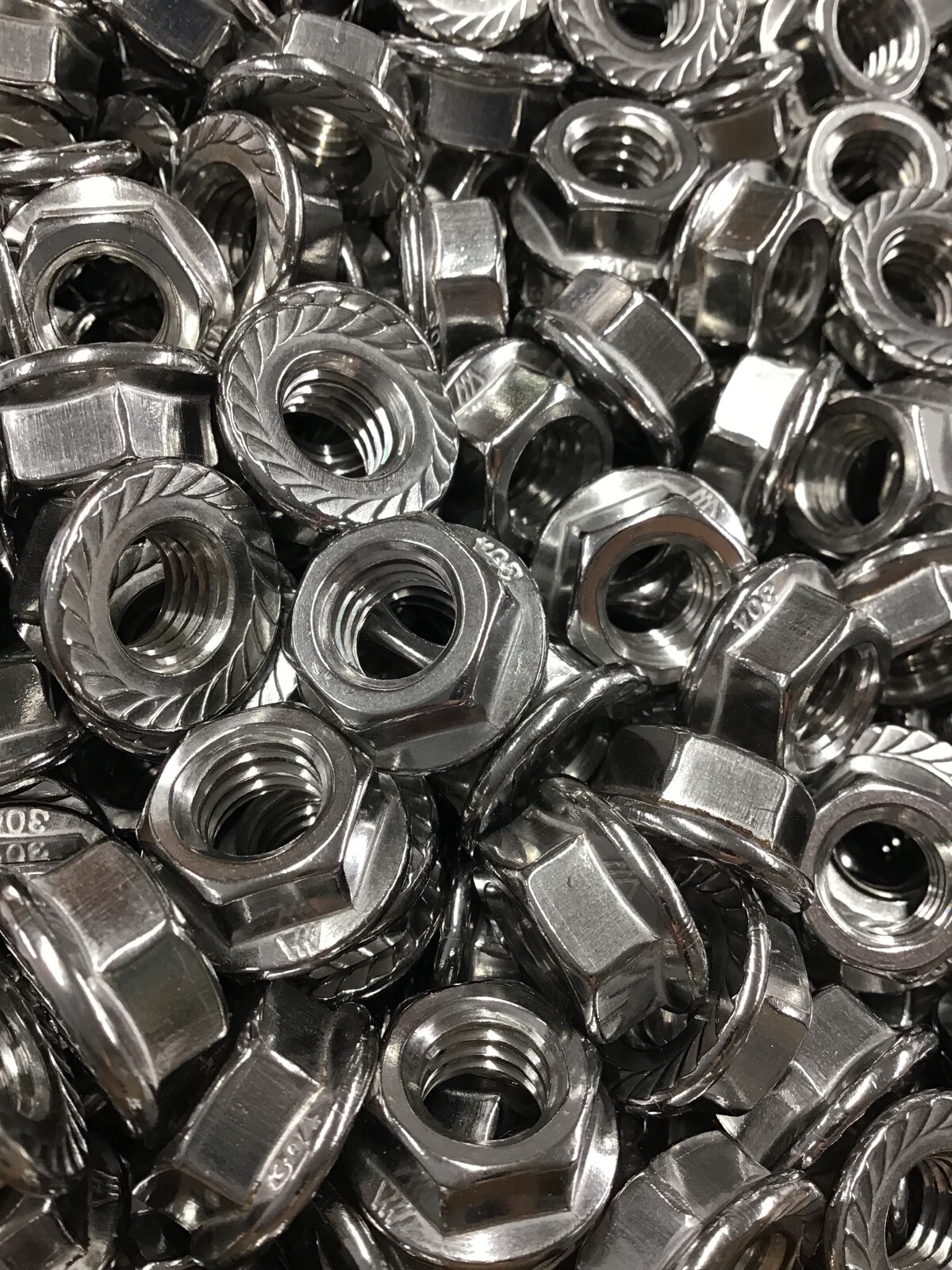 Flange Nuts Stainless Steel, Serrated Base for Locking Main Sizes Available