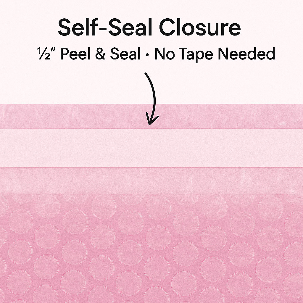 12×15.5 Pink Anti-Static Bubble Pouches Self Seal 3/16″ Poly Bags
