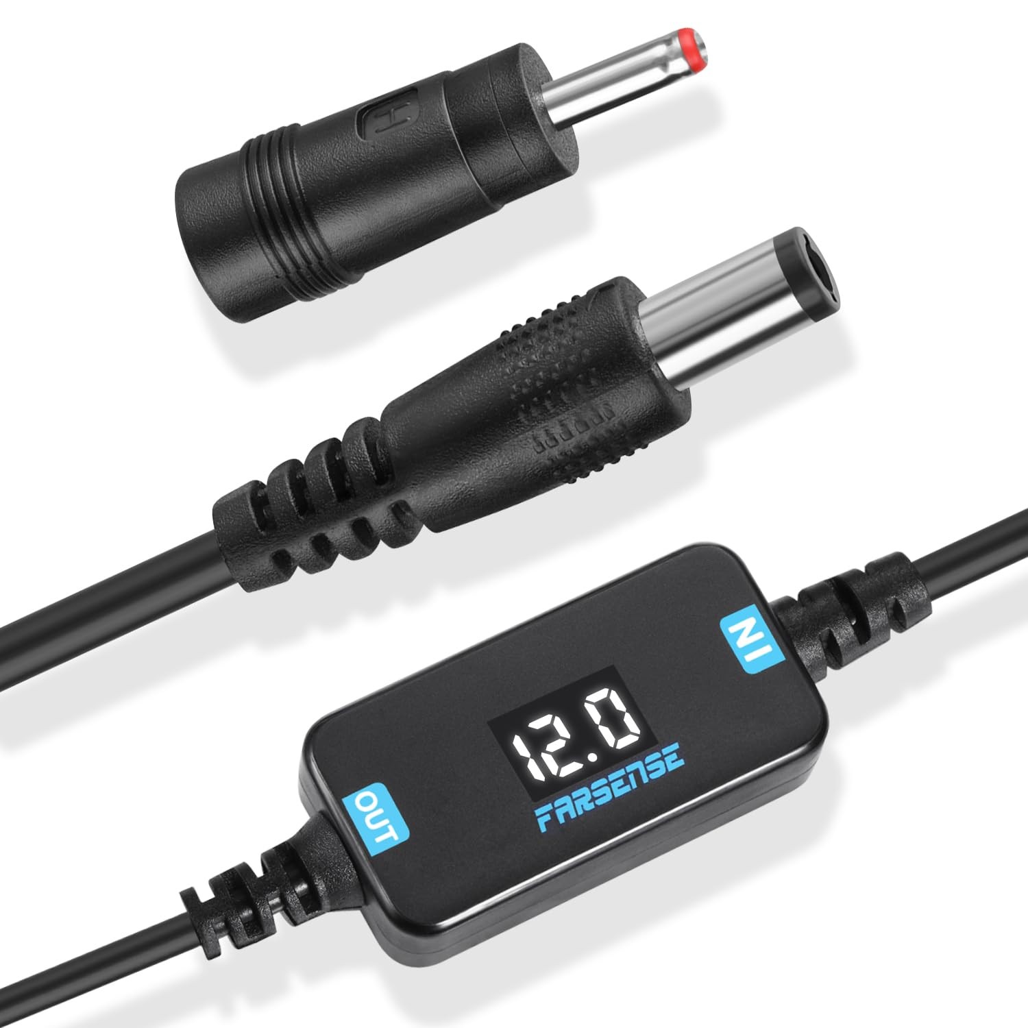 USB-C to DC 12V Step-Up Power Cable 3FT Voltage LED Display 5.5×2.5 & 3.5×1.35mm