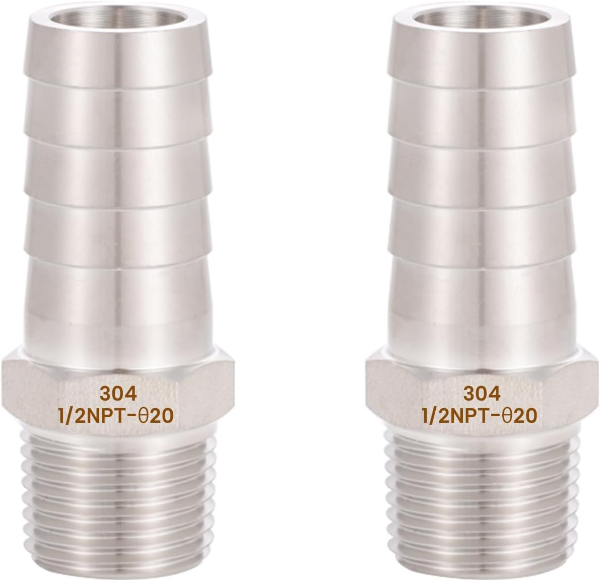 304 Stainless Steel 3/4″ Hose Barb to 1/2″ Male NPT Home Brew Fitting Water Fuel