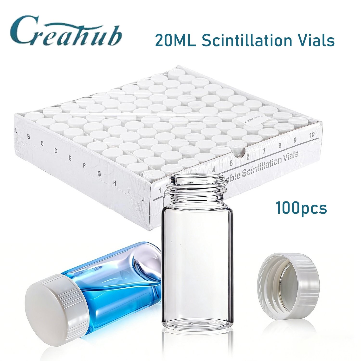 20ML Scintillation Vials 100PCS Lab Borosilicate Glass Liquid Scintillation Vial