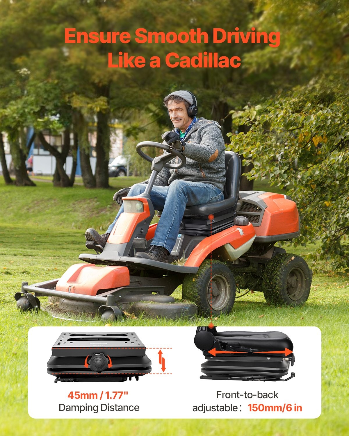 Seat Suspension Kit With Seat Slider Track, Universal Seat Suspension with Dust