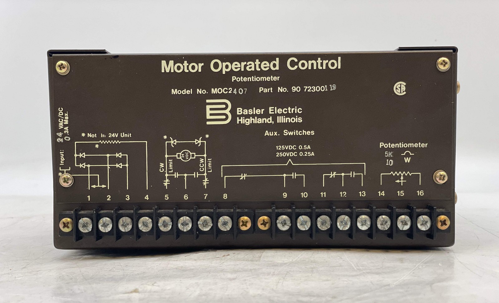 Basler Electric 9072300119 MOC2407 Motor Operated Control Potentiometer (Used)