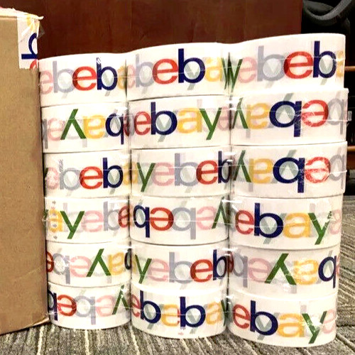 Lot 6 Rolls eBAY Sealing Packaging Tape Color Logo 2″ 75 Yards Carton Shipping