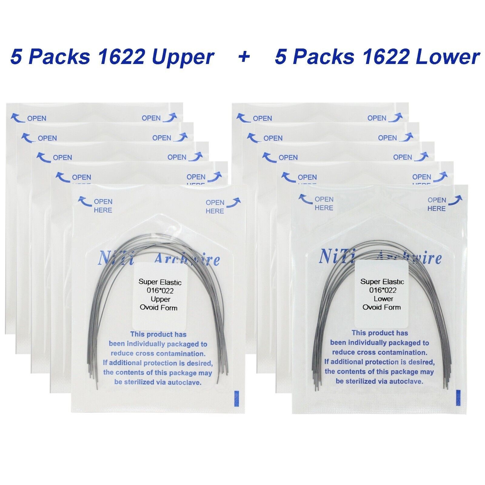 100Pcs Dental Orthodontic Arch Wire NiTi Ovoid Round Rectangular 012-020 U/L