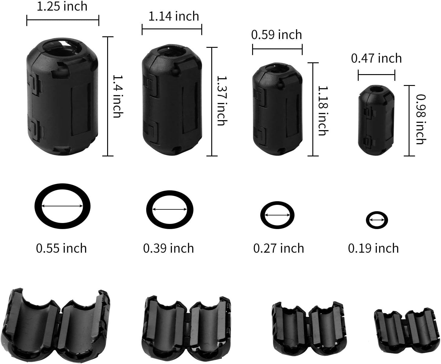 20-Pack Ferrite Ring Core EMI Noise Suppressors – Versatile Signal Shielding