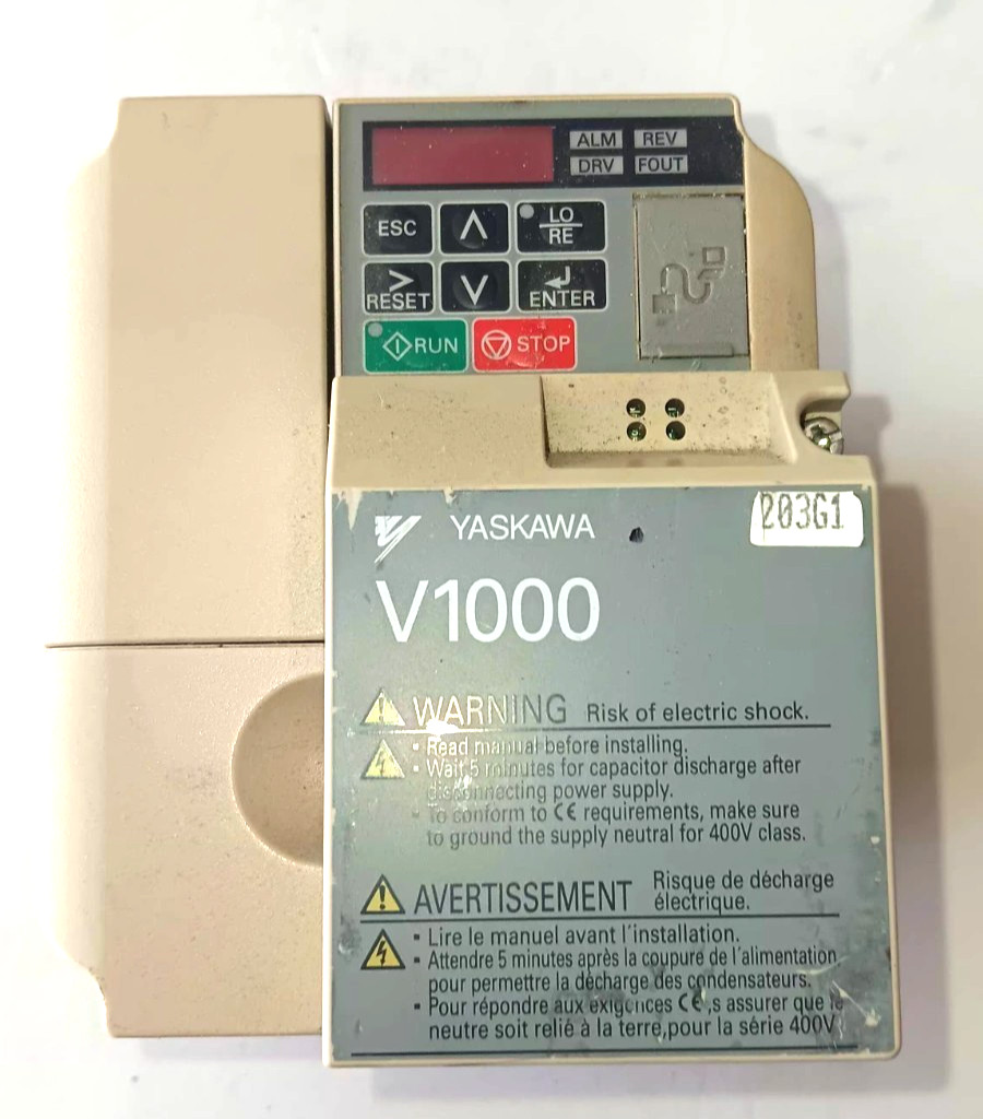 2 Hp AC Drive, Yaskawa CIMR-VU4A0004FAA, w/ SIEN3 Ethernet/IP Port
