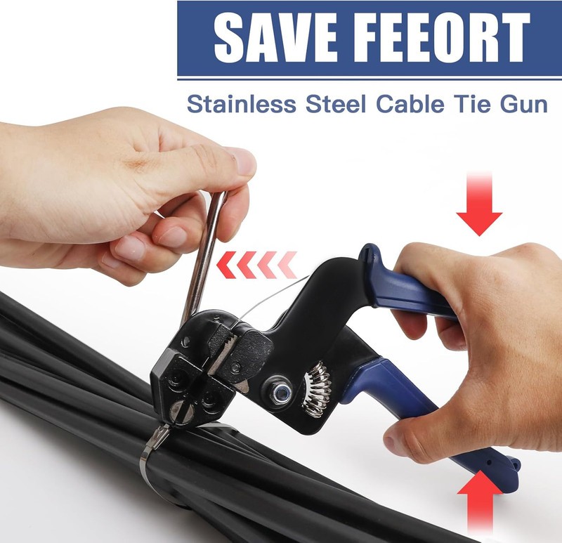Stainless Steel Cable Tie Gun Set – Heavy Duty Metal Zip Tie Tool Kit with 150PC