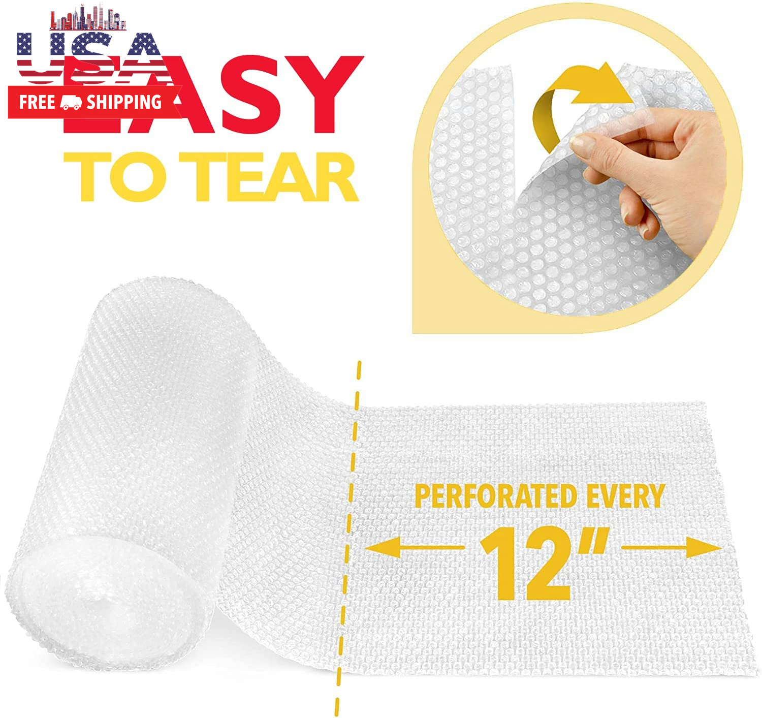 12 Inch X 20 Ft Bubble Cushioning Wrap, Perforated Every 12″ Protective Packing