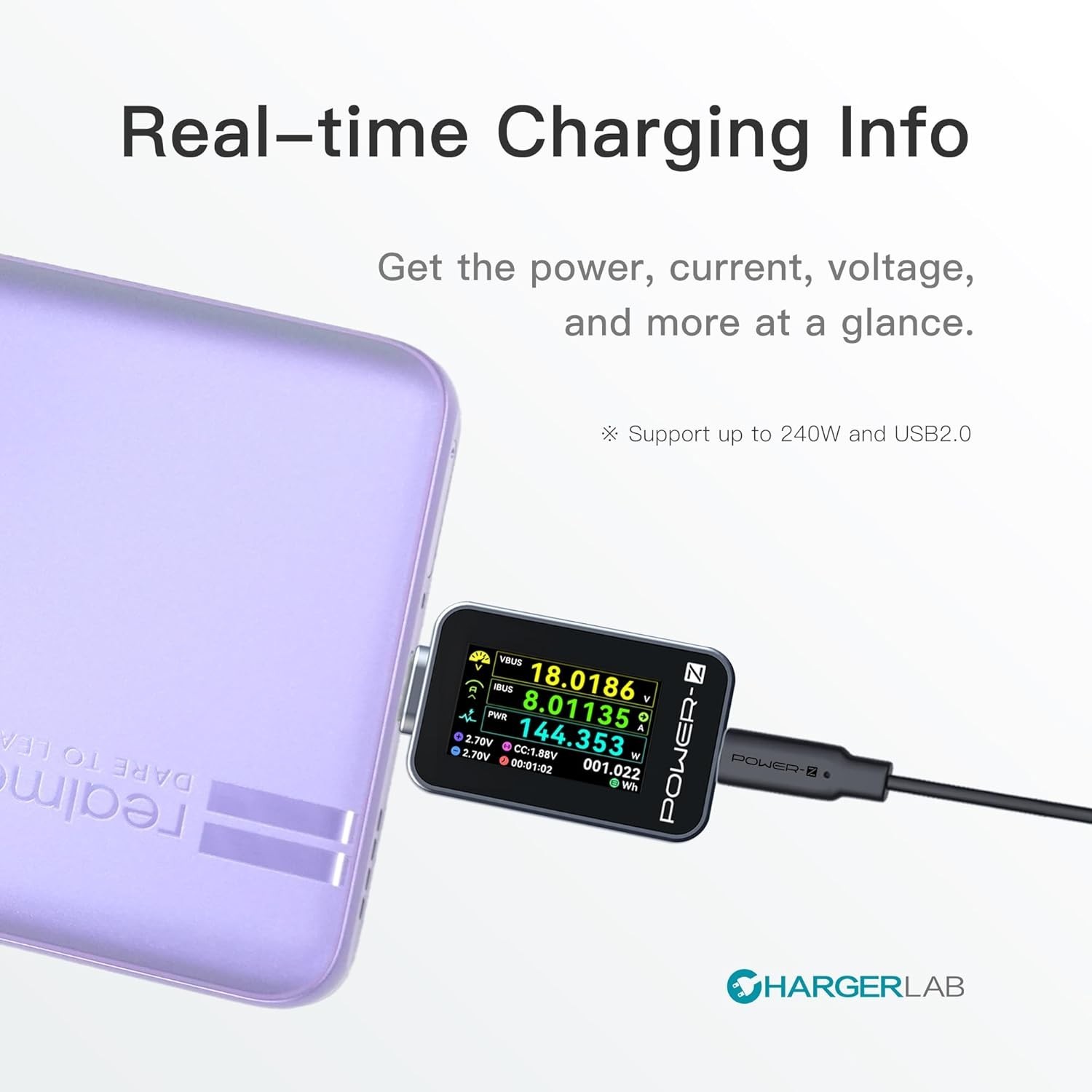 ChargerLAB Power-Z C240 Portable USB-C Tester Digital Power Meter – Black