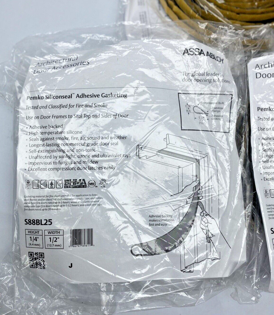 S88BL25 ASSA ABLOY BULB SEAL 1/4″(6.4mm) HEIGHT – 1/2″(12.7mm) WIDTH