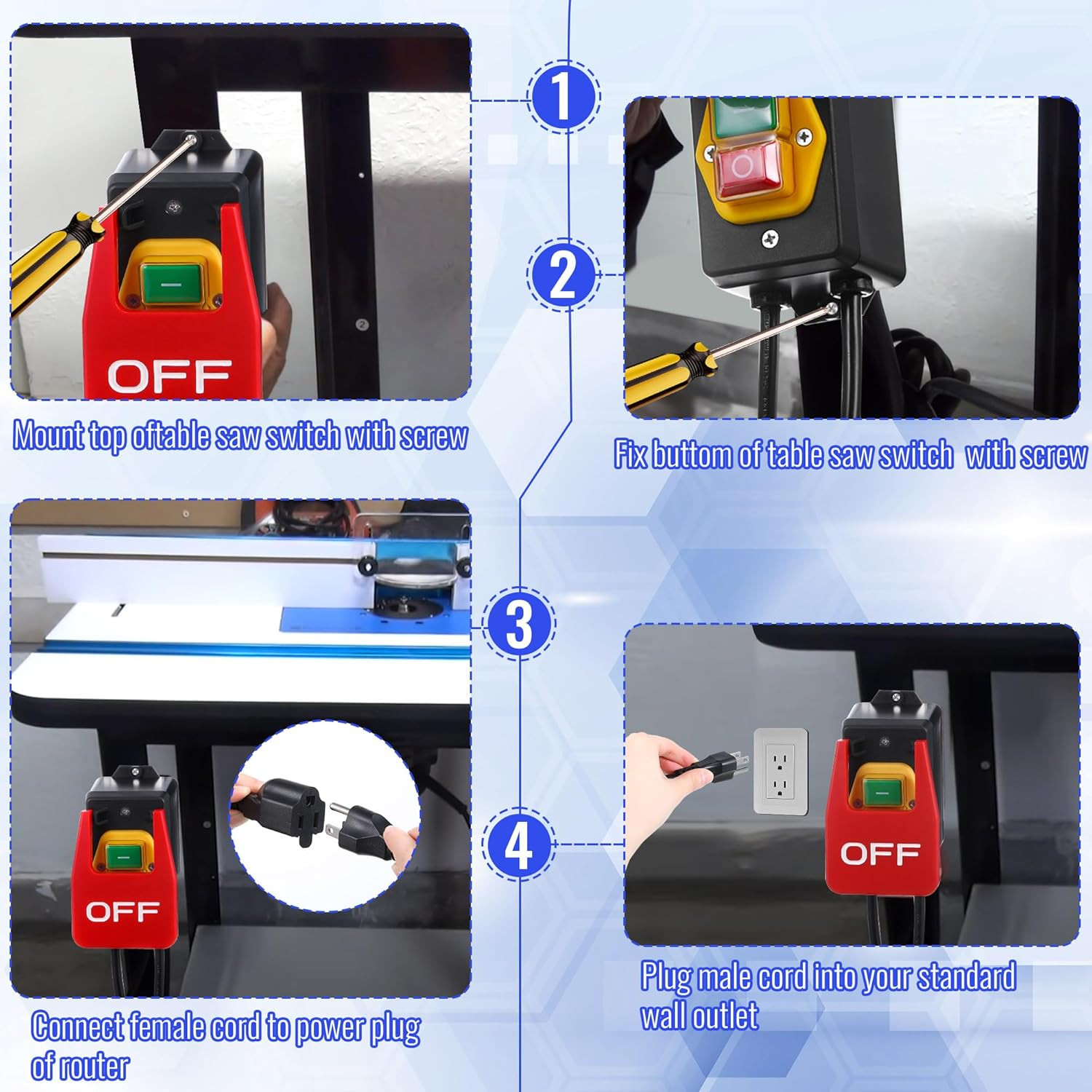1 Pack 120/230V Single Phase On/0Ff Switch, 120V 2HP Router Table Switch with La