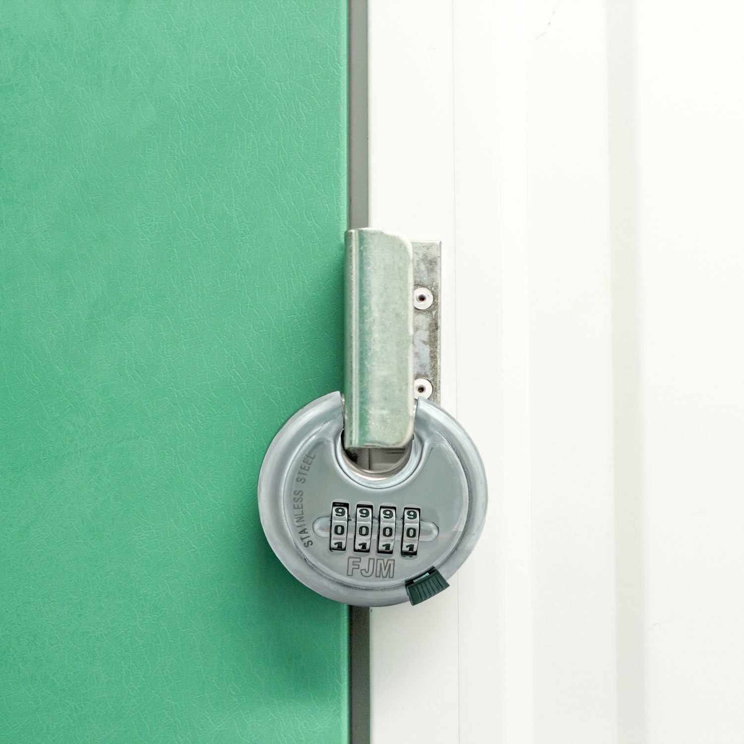 FJM SX790 Combination Disc Padlock Stainless Steel 4 Number Resettable No Keys