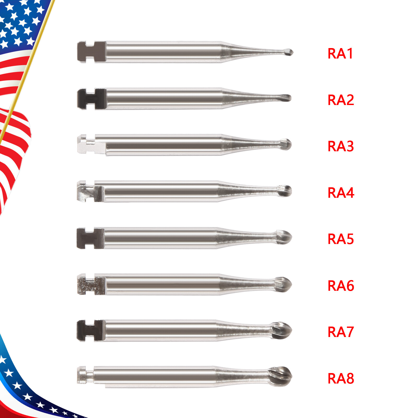 Dental Round Carbide Bur for Slow Low Speed Latch Type Contra Angle RA 1# -RA 8#