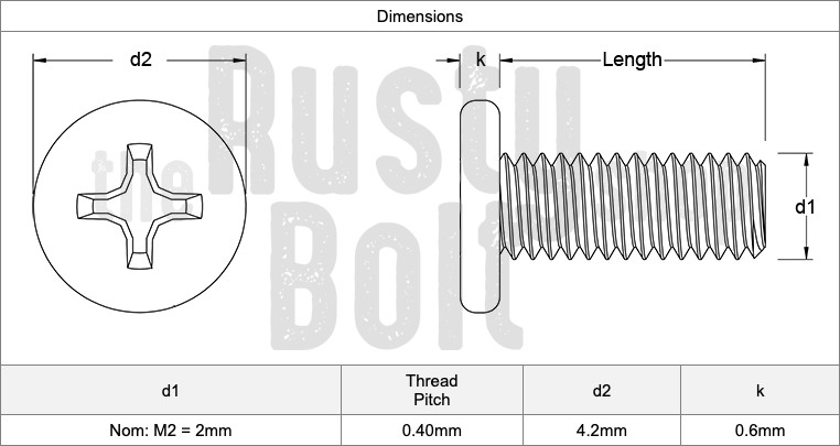 M2 x 4mm, Phillips Flat Wafer Head Screws, Steel, Nickel, Laptop Computer