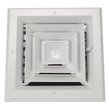 6 In Square 4-Way Multilouver Diffuser, White, 4Mjj5