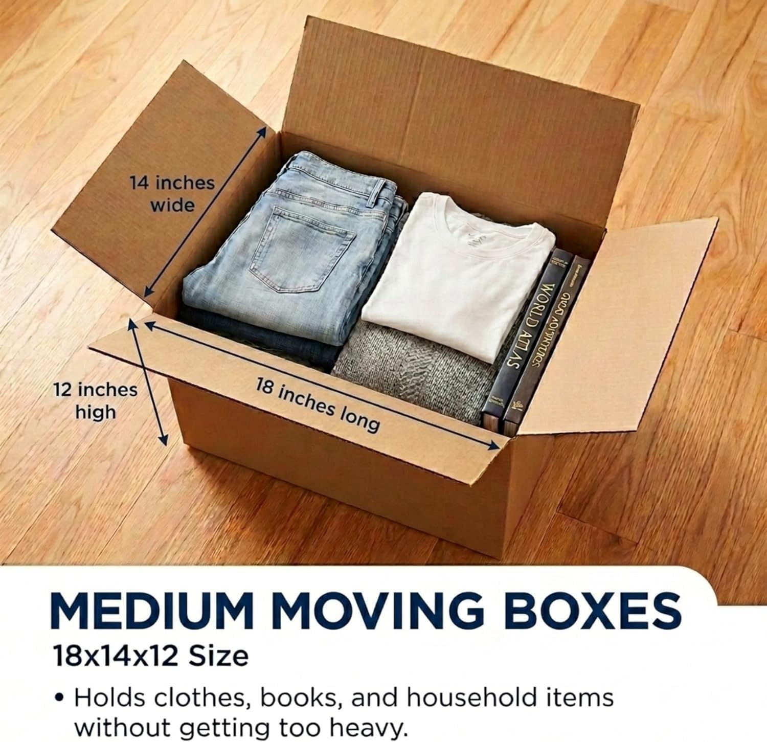Medium Moving Boxes 18″L x 14″W x 12″H 20-Pack – Corrugated Cardboard Box for…