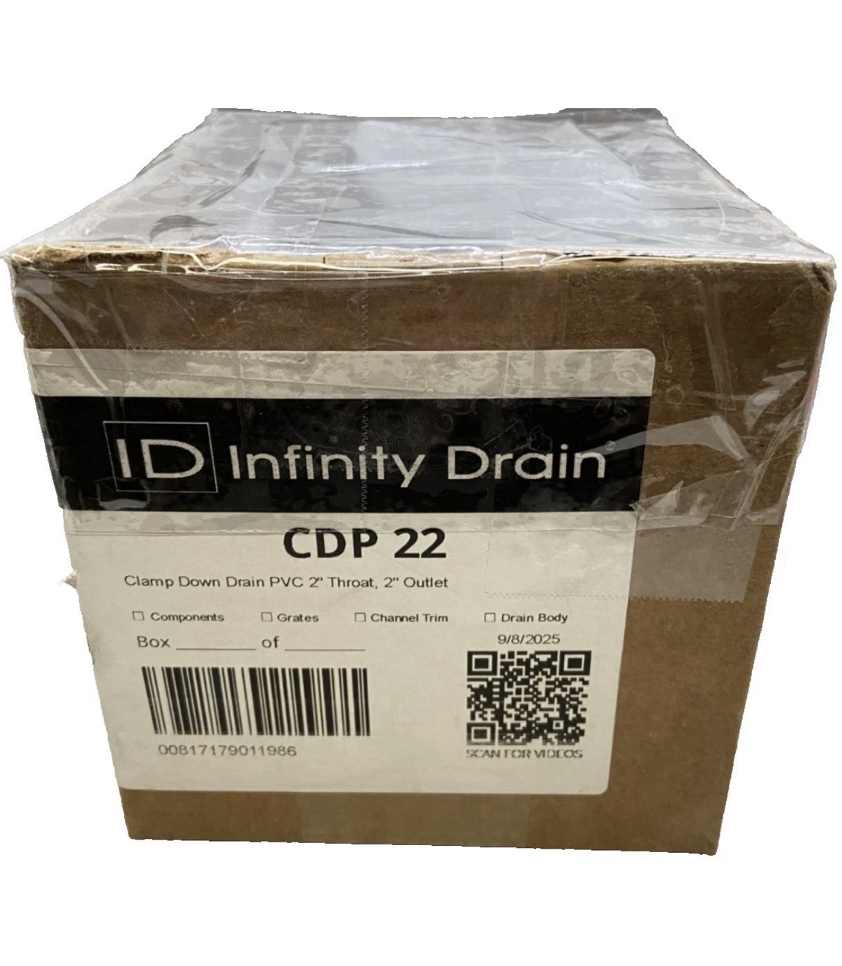 Infinity Drain CDP 22 Clamp Down Drain PVC Throat 2” Outlet Gray