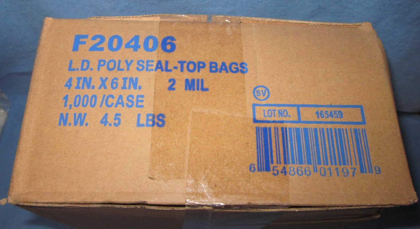 a Box of 1000 Clear Resealable Plastic Bags ~ 4″ x 6″ x 2mil