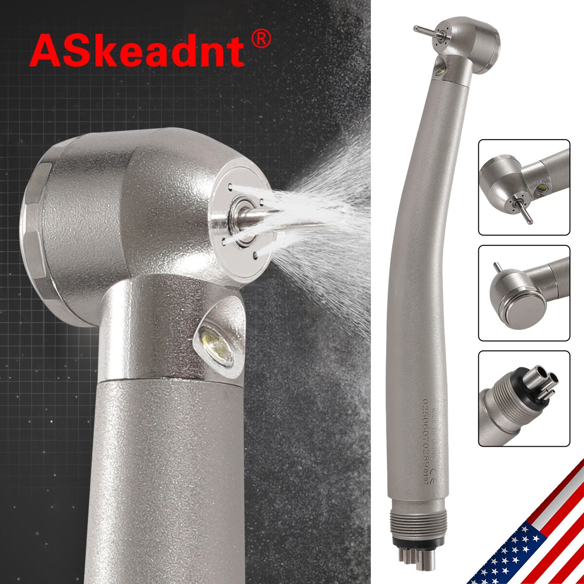 NSK Style Dental Fiber Optic High Speed Turbine Handpiece LED E-generator 4Hole