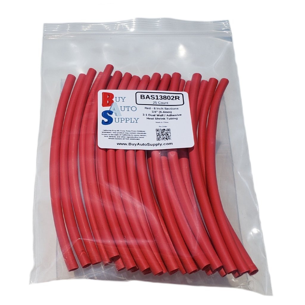 (25 Black / 25 Red) 1/4″ / 6.4mm 3:1 Heat Shrink Tubing Adhesive Lined Dual Wall