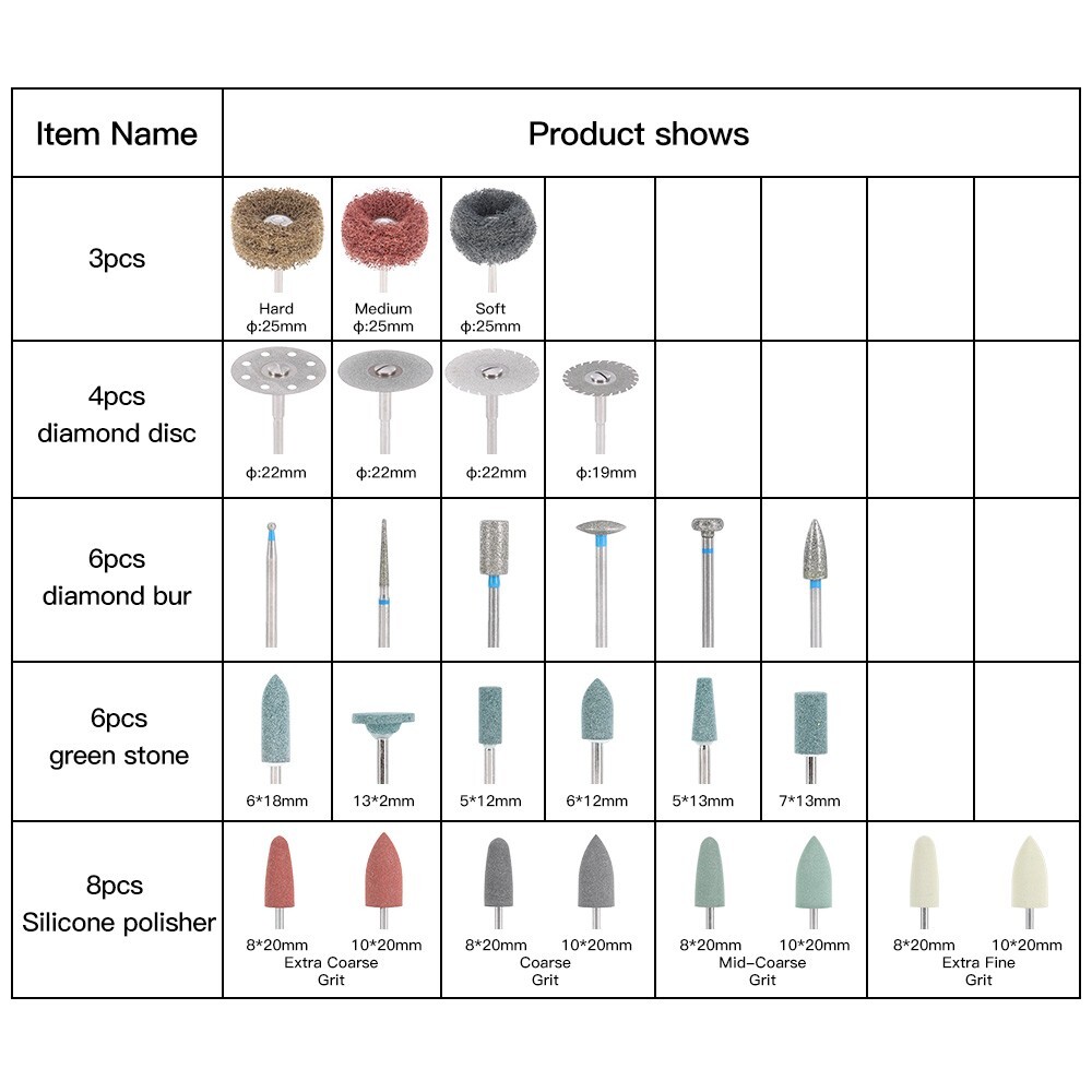 51pcs Dental Lab Polishing Burs Kit HP 2.35mm for Composite Ceramic Polishing US